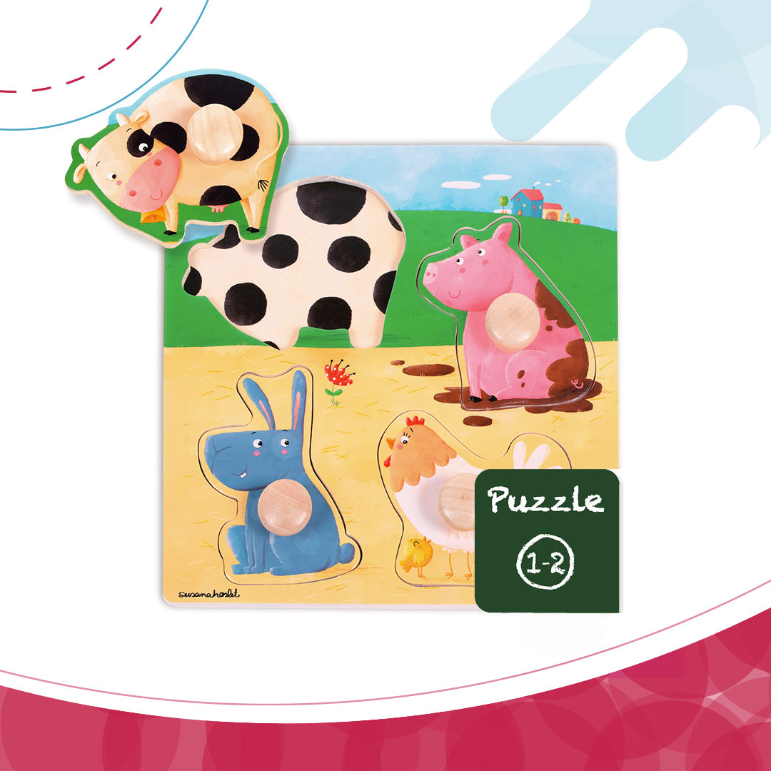 Puzzle 1-2 animales granja